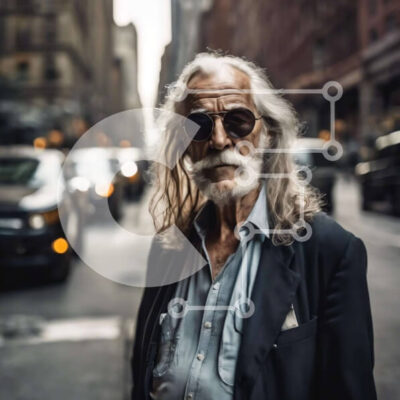 Intra Συλλεκτικό Ξύλινο Παζλ Plywood  4mm - Ηλικιωμένος στην οδό της πόλης με τα αυτοκίνητα Σε Ξύλινο Κουτί - Διαστάσεις Puzzle: 10x10 cm – 25 κομμάτια - Image 1