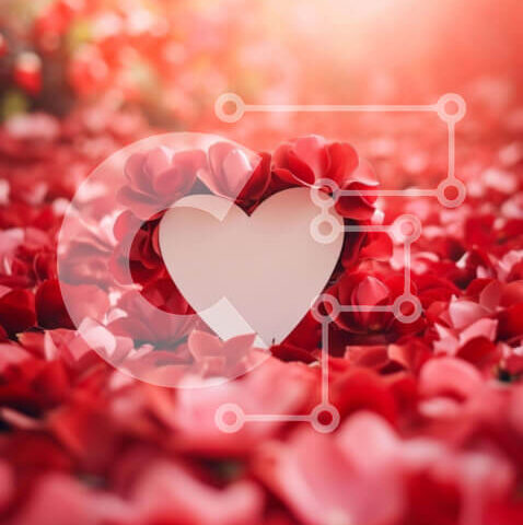 Intra Συλλεκτικό Ξύλινο Παζλ Plywood 4mm - Ρομαντικό προσκλητήριο του Αγίου Βαλεντίνου με καρδιά και ροδοπέταλα Σε Ξύλινο Κουτί - Διαστάσεις: 10x10 cm – 25 κομμάτια - Image 1