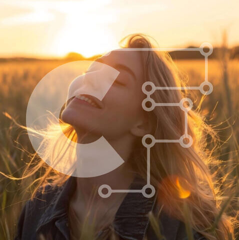 Intra Συλλεκτικό Ξύλινο Παζλ Plywood 4mm - Χαμογελαστή γυναίκα στο ανοιχτό πεδίο στο ηλιοβασίλεμα Σε Ξύλινο Κουτί - Διαστάσεις Puzzle: 10x10 cm – 25 κομμάτια - Image 1