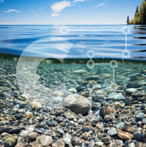 Intra Συλλεκτικό Ξύλινο Παζλ Plywood  4mm - Υποβρύχια θέα της καθαρής μπλε λίμνης με τους βράχους και τα δέντρα Σε Ξύλινο Κουτί - Διαστάσεις: 10x10 cm – 25 κομμάτια - Image 1