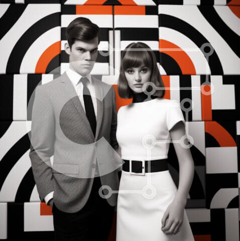 Intra Συλλεκτικό Ξύλινο Παζλ Plywood 4mm - Μοντέρνο ζευγάρι με ασπρόμαυρα ρούχα Σε Ξύλινο Κουτί - Διαστάσεις Puzzle: 10x10 cm – 25 κομμάτια - Image 1