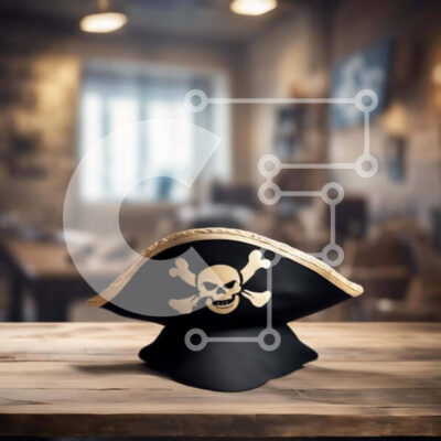 Intra Συλλεκτικό Ξύλινο Παζλ Plywood  4mm - Vintage πειρατικό καπέλο σε ξύλινο τραπέζι Σε Ξύλινο Κουτί - Διαστάσεις: 10x10 cm – 25 κομμάτια - Image 1