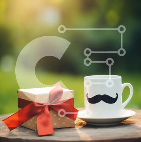 Intra Συλλεκτικό Ξύλινο Παζλ Plywood 4mm - Λευκό φλιτζάνι καφέ με κόκκινη κορδέλα και κουτί δώρου Σε Ξύλινο Κουτί - Διαστάσεις: 10x10 cm – 25 κομμάτια - Image 1