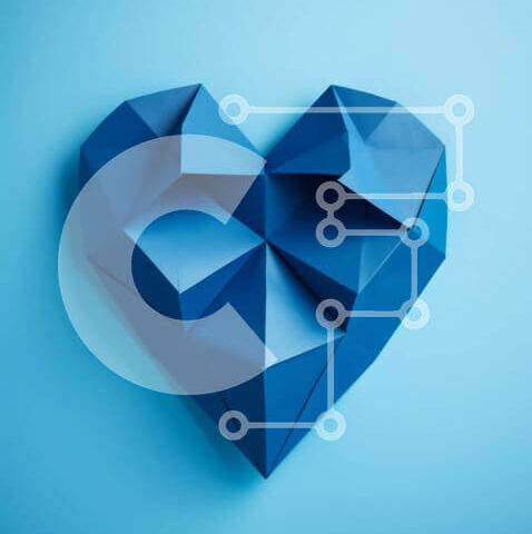 Intra Συλλεκτικό Ξύλινο Παζλ Plywood 4mm - Origami μπλε καρδιά σε μπλε φόντο Σε Ξύλινο Κουτί - Διαστάσεις Puzzle: 10x10 cm – 25 κομμάτια - Image 1