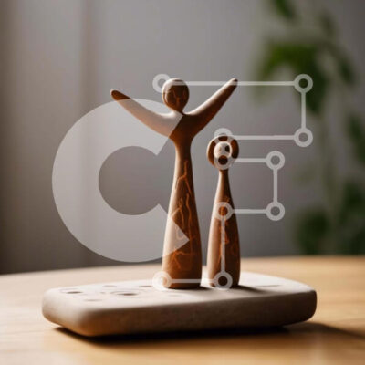 Intra Συλλεκτικό Ξύλινο Παζλ Plywood  4mm - Ξύλινο γλυπτό με δύο φιγούρες που κρατούν τα χέρια Σε Ξύλινο Κουτί - Διαστάσεις Puzzle: 10x10 cm – 25 κομμάτια - Image 1