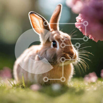 Intra Συλλεκτικό Ξύλινο Παζλ Plywood  4mm - Καφέ λαγουδάκι στο γρασίδι με ροζ λουλούδια Σε Ξύλινο Κουτί - Διαστάσεις: 10x10 cm – 25 κομμάτια - Image 1