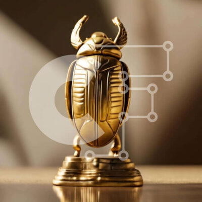 Intra Συλλεκτικό Ξύλινο Παζλ Plywood  4mm - Χρυσό άγαλμα σκαραβαίων Σε Ξύλινο Κουτί - Διαστάσεις: 10x10 cm – 25 κομμάτια - Image 1