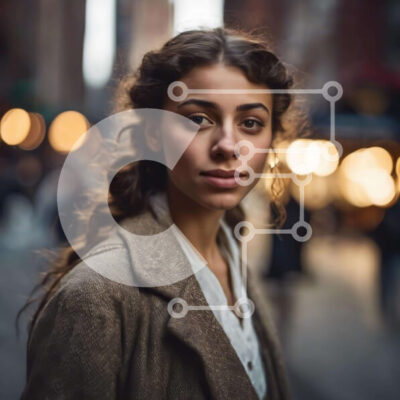 Intra Συλλεκτικό Ξύλινο Παζλ Plywood  4mm - Νεαρή γυναίκα στην αστική οδό τη νύχτα Σε Ξύλινο Κουτί - Διαστάσεις Puzzle: 10x10 cm – 25 κομμάτια - Image 1