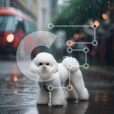 Intra Συλλεκτικό Ξύλινο Παζλ Plywood  4mm - Λευκό κανίς που απολαμβάνει τη βροχή στο δρόμο Σε Ξύλινο Κουτί - Διαστάσεις: 10x10 cm – 25 κομμάτια - Image 1