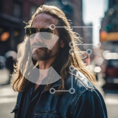 Intra Συλλεκτικό Ξύλινο Παζλ Plywood  4mm - Άνδρας με μακριά μαλλιά στην Urban Street Σε Ξύλινο Κουτί - Διαστάσεις Puzzle: 10x10 cm – 25 κομμάτια - Image 1