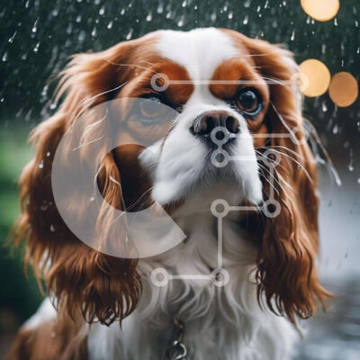 Intra Συλλεκτικό Ξύλινο Παζλ Plywood  4mm - Καφέ και άσπρο σκυλί στη βροχή Σε Ξύλινο Κουτί - Διαστάσεις: 10x10 cm – 25 κομμάτια - Image 1