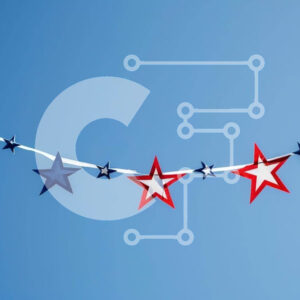 Intra Συλλεκτικό Ξύλινο Παζλ Plywood  4mm - Πατριωτική γιρλάντα με κόκκινα, λευκά και μπλε αστέρια Σε Ξύλινο Κουτί - Διαστάσεις Puzzle: 10x10 cm – 25 κομμάτια