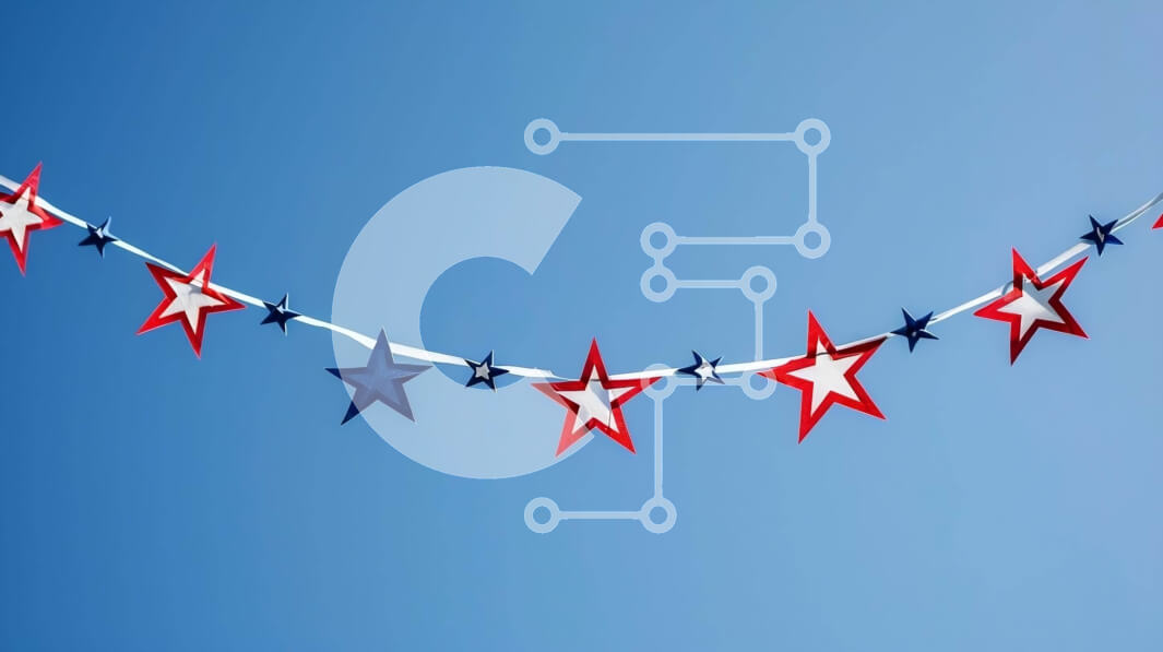 Intra Συλλεκτικό Ξύλινο Παζλ Plywood  4mm - Πατριωτική γιρλάντα με κόκκινα, λευκά και μπλε αστέρια Σε Ξύλινο Κουτί - Διαστάσεις Puzzle: 10x10 cm – 25 κομμάτια