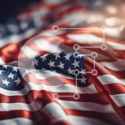 Intra Συλλεκτικό Ξύλινο Παζλ Plywood  4mm - Αμερικανική σημαία που κυματίζει στον άνεμο Σε Ξύλινο Κουτί - Διαστάσεις Puzzle: 10x10 cm – 25 κομμάτια - Image 1