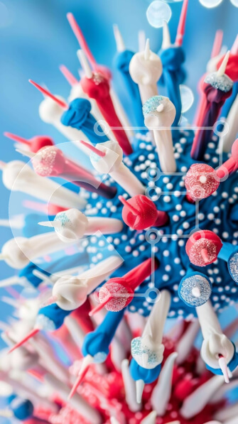 Intra Συλλεκτικό Ξύλινο Παζλ Plywood  4mm - Έργο τέχνης με κόκκινο, λευκό και μπλε οδοντογλυφίδα Σε Ξύλινο Κουτί - Διαστάσεις Puzzle: 10x10 cm – 25 κομμάτια