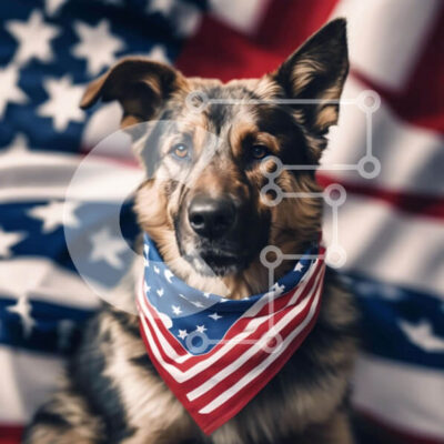 Intra Συλλεκτικό Ξύλινο Παζλ Plywood 4mm - Πατριωτικό γερμανικό ποιμενικό σκυλί που γιορτάζει την 4η Ιουλίου Σε Ξύλινο Κουτί - Διαστάσεις Puzzle: 10x10 cm – 25 κομμάτια - Image 1