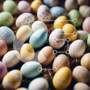 Intra Συλλεκτικό Ξύλινο Παζλ Plywood  4mm - Πολύχρωμα Πασχαλινά αυγά στοιβάζονται στο έδαφος Σε Ξύλινο Κουτί - Διαστάσεις Puzzle: 10x10 cm – 25 κομμάτια