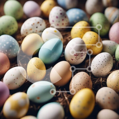 Intra Συλλεκτικό Ξύλινο Παζλ Plywood  4mm - Πολύχρωμα Πασχαλινά αυγά στοιβάζονται στο έδαφος Σε Ξύλινο Κουτί - Διαστάσεις Puzzle: 10x10 cm – 25 κομμάτια - Image 1