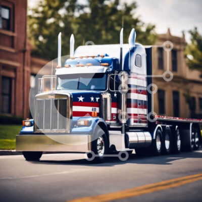 Intra Συλλεκτικό Ξύλινο Παζλ Plywood 4mm - Πατριωτικό Ημι-Φορτηγό στο Δρόμο Σε Ξύλινο Κουτί - Διαστάσεις Puzzle: 10x10 cm – 25 κομμάτια - Image 1