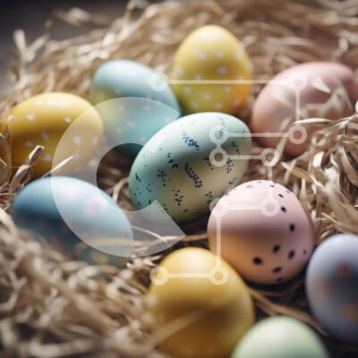 Intra Συλλεκτικό Ξύλινο Παζλ Plywood  4mm - Πολύχρωμα Πασχαλινά αυγά στο σανό Σε Ξύλινο Κουτί - Διαστάσεις Puzzle: 10x10 cm – 25 κομμάτια - Image 1