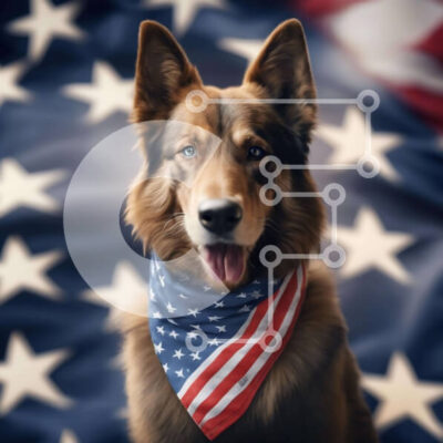 Intra Συλλεκτικό Ξύλινο Παζλ Plywood 4mm - Happy Dog με American Flag Bandana Σε Ξύλινο Κουτί - Διαστάσεις: 10x10 cm – 25 κομμάτια - Image 1