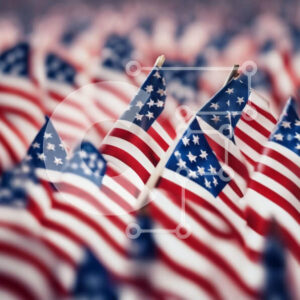 Intra Συλλεκτικό Ξύλινο Παζλ Plywood  4mm - Ομάδα αμερικανικών σημαιών που τακτοποιούνται σε σειρές Σε Ξύλινο Κουτί - Διαστάσεις Puzzle: 10x10 cm – 25 κομμάτια