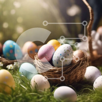 Intra Συλλεκτικό Ξύλινο Παζλ Plywood  4mm - Πολύχρωμα Πασχαλινά αυγά στο καλάθι Σε Ξύλινο Κουτί - Διαστάσεις Puzzle: 10x10 cm – 25 κομμάτια - Image 1