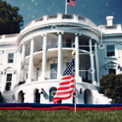 Intra Συλλεκτικό Ξύλινο Παζλ Plywood 4mm - Λευκός Οίκος με αμερικανική σημαία και πολλαπλές σημαίες Σε Ξύλινο Κουτί - Διαστάσεις Puzzle: 10x10 cm – 25 κομμάτια - Image 1