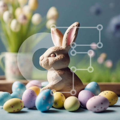 Intra Συλλεκτικό Ξύλινο Παζλ Plywood  4mm - Πασχαλινό λαγουδάκι και πολύχρωμα αυγά Σε Ξύλινο Κουτί - Διαστάσεις: 10x10 cm – 25 κομμάτια - Image 1