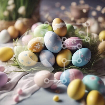 Intra Συλλεκτικό Ξύλινο Παζλ Plywood  4mm - Πολύχρωμα Πασχαλινά αυγά σε γρασίδι και λουλούδια Σε Ξύλινο Κουτί - Διαστάσεις Puzzle: 10x10 cm – 25 κομμάτια - Image 1