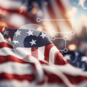 Intra Συλλεκτικό Ξύλινο Παζλ Plywood  4mm - Αμερικανική σημαία με πυροτεχνήματα Σε Ξύλινο Κουτί - Διαστάσεις Puzzle: 10x10 cm – 25 κομμάτια