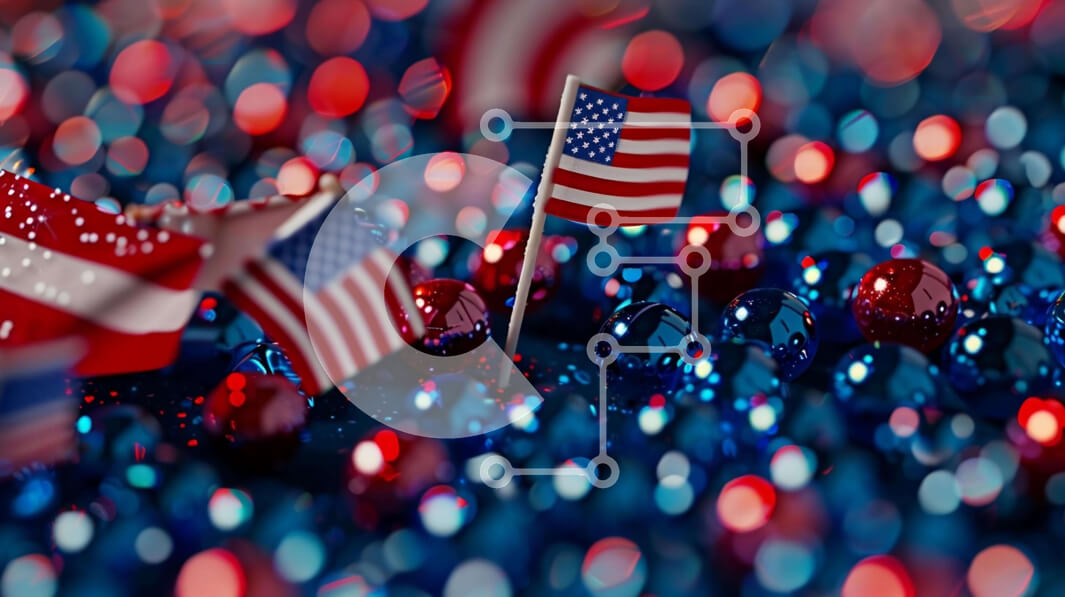 Intra Συλλεκτικό Ξύλινο Παζλ Plywood  4mm - Εορτασμός 4ης Ιουλίου με αμερικανική σημαία και πολύχρωμες μπάλες Σε Ξύλινο Κουτί - Διαστάσεις: 10x10 cm – 25 κομμάτια