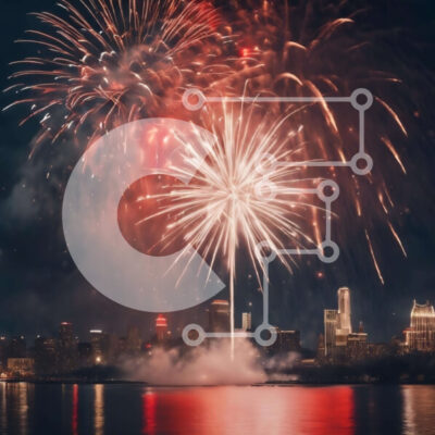 Intra Συλλεκτικό Ξύλινο Παζλ Plywood  4mm - Πρωτοχρονιάτικη γιορτή πυροτεχνημάτων Σε Ξύλινο Κουτί - Διαστάσεις: 10x10 cm – 25 κομμάτια - Image 1