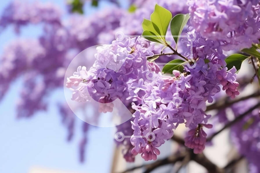 Intra Συλλεκτικό Ξύλινο Παζλ Plywood 4mm - Μωβ δέντρο Wisteria με ανθισμένα λουλούδια Σε Ξύλινο Κουτί - Διαστάσεις: 10x10 cm – 25 κομμάτια - Image 1