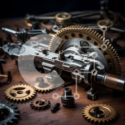 Intra Συλλεκτικό Ξύλινο Παζλ Plywood  4mm - Ποικιλία γραναζιών, βιδών και μεταλλικών εξαρτημάτων Σε Ξύλινο Κουτί - Διαστάσεις Puzzle: 10x10 cm – 25 κομμάτια - Image 1