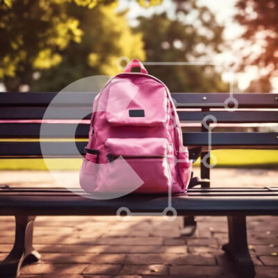 Intra Συλλεκτικό Ξύλινο Παζλ Plywood 4mm - Ροζ σακίδιο σε υπαίθριο πάγκο πάρκου Σε Ξύλινο Κουτί - Διαστάσεις Puzzle: 10x10 cm – 25 κομμάτια - Image 1