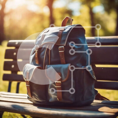 Intra Συλλεκτικό Ξύλινο Παζλ Plywood  4mm - Μαύρο σακίδιο σε υπαίθριο πάγκο στο πάρκο Σε Ξύλινο Κουτί - Διαστάσεις Puzzle: 10x10 cm – 25 κομμάτια - Image 1