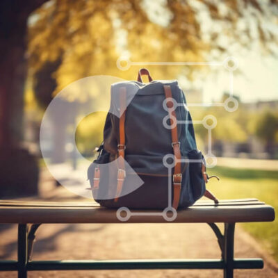 Intra Συλλεκτικό Ξύλινο Παζλ Plywood  4mm - Καλοσυντηρημένο σκοτεινό σακίδιο πλάτης στον πάγκο του πάρκου Σε Ξύλινο Κουτί - Διαστάσεις Puzzle: 10x10 cm – 25 κομμάτια - Image 1