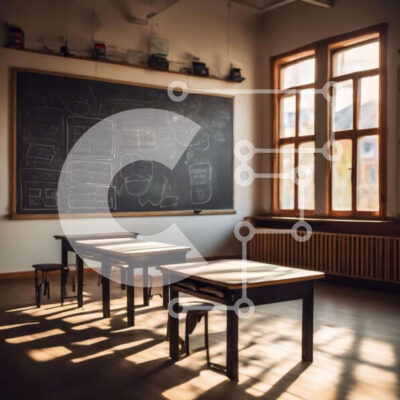 Intra Συλλεκτικό Ξύλινο Παζλ Plywood 4mm - Άδεια τάξη με πίνακα κιμωλίας Σε Ξύλινο Κουτί - Διαστάσεις Puzzle: 10x10 cm – 25 κομμάτια - Image 1