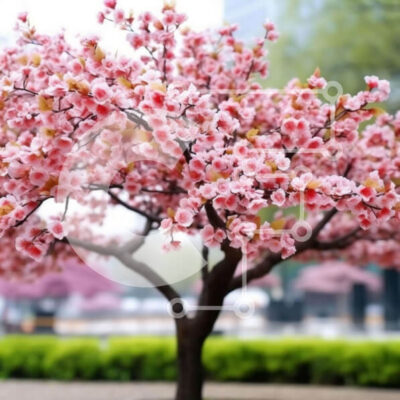 Intra Συλλεκτικό Ξύλινο Παζλ Plywood  4mm - Ροζ άνθη κερασιάς στην αστική περιοχή Σε Ξύλινο Κουτί - Διαστάσεις: 10x10 cm – 25 κομμάτια - Image 1