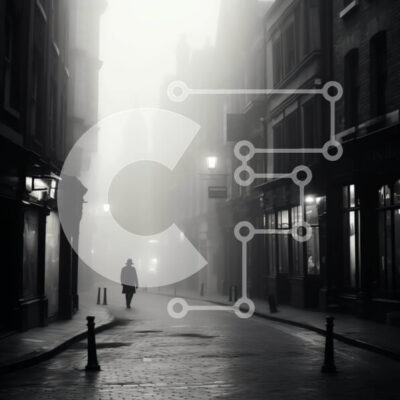 Intra Συλλεκτικό Ξύλινο Παζλ Plywood  4mm - Άνδρας που περπατά στην κενή ομιχλώδη οδό Σε Ξύλινο Κουτί - Διαστάσεις Puzzle: 10x10 cm – 25 κομμάτια - Image 1