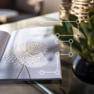 Intra Συλλεκτικό Ξύλινο Παζλ Plywood 4mm - Καλλιτεχνικό εσωτερικό με ανοιχτό βιβλίο και λουλούδι Σε Ξύλινο Κουτί - Διαστάσεις Puzzle: 10x10 cm – 25 κομμάτια - Image 1