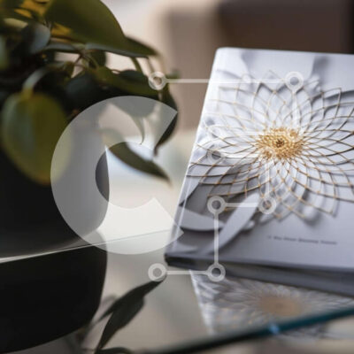 Intra Συλλεκτικό Ξύλινο Παζλ Plywood 4mm - Λευκό βιβλίο με σχέδιο λουλουδιών και φυτό σε γλάστρα Σε Ξύλινο Κουτί - Διαστάσεις: 10x10 cm – 25 κομμάτια - Image 1