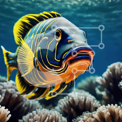 Intra Συλλεκτικό Ξύλινο Παζλ Plywood  4mm - Πολύχρωμα ψάρια που κολυμπούν στον ωκεανό Σε Ξύλινο Κουτί - Διαστάσεις: 10x10 cm – 25 κομμάτια - Image 1