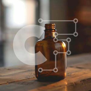 Intra Συλλεκτικό Ξύλινο Παζλ Plywood  4mm - Άδειο καφέ γυάλινο μπουκάλι σε ξύλινο τραπέζι Σε Ξύλινο Κουτί - Διαστάσεις: 10x10 cm – 25 κομμάτια