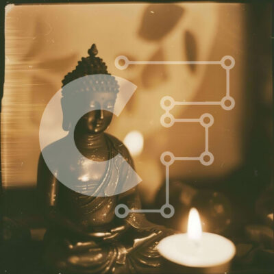 Intra Συλλεκτικό Ξύλινο Παζλ Plywood  4mm - Άγαλμα μαύρου Βούδα σε σκηνικό διαλογισμού Σε Ξύλινο Κουτί - Διαστάσεις Puzzle: 10x10 cm – 25 κομμάτια - Image 1