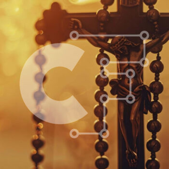 Intra Συλλεκτικό Ξύλινο Παζλ Plywood  4mm - Σταυρός και Ροδάριο για προσευχή και αφοσίωση Σε Ξύλινο Κουτί - Διαστάσεις Puzzle: 10x10 cm – 25 κομμάτια - Image 1