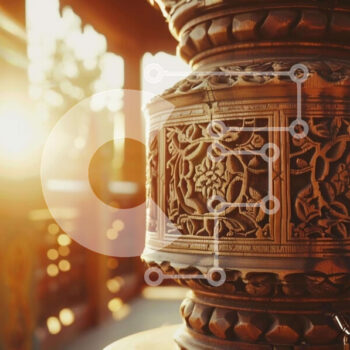 Intra Συλλεκτικό Ξύλινο Παζλ Plywood  4mm - Σαγηνευτική εικόνα περίτεχνου μεταλλικού αντικειμένου στο φως του ήλιου Σε Ξύλινο Κουτί - Διαστάσεις Puzzle: 10x10 cm – 25 κομμάτια - Image 1