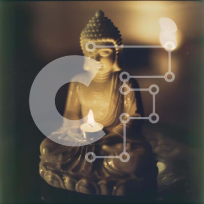 Intra Συλλεκτικό Ξύλινο Παζλ Plywood  4mm - Λευκό άγαλμα του Βούδα με θυμιατό κερί Σε Ξύλινο Κουτί - Διαστάσεις Puzzle: 10x10 cm – 25 κομμάτια - Image 1