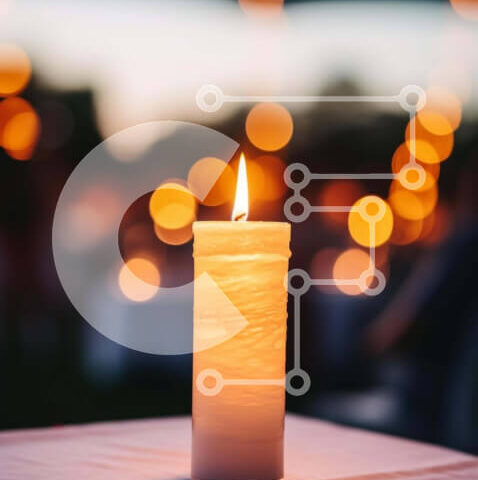 Intra Συλλεκτικό Ξύλινο Παζλ Plywood  4mm - Τραπέζι εξωτερικού χώρου με αναμμένο κερί Σε Ξύλινο Κουτί - Διαστάσεις Puzzle: 10x10 cm – 25 κομμάτια - Image 1